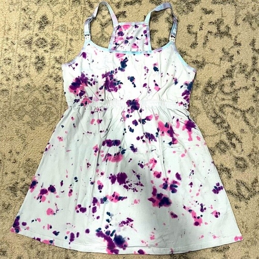 Hand Dyed Tie Dye Cotton Maternity Nursing Tank Top With Shelf Bra Size Small